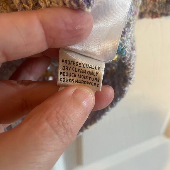 ST JOHN SPORT Multi-Season Blue Multi Open Knit Pullover Sweater PETITE - Picture 9 of 15